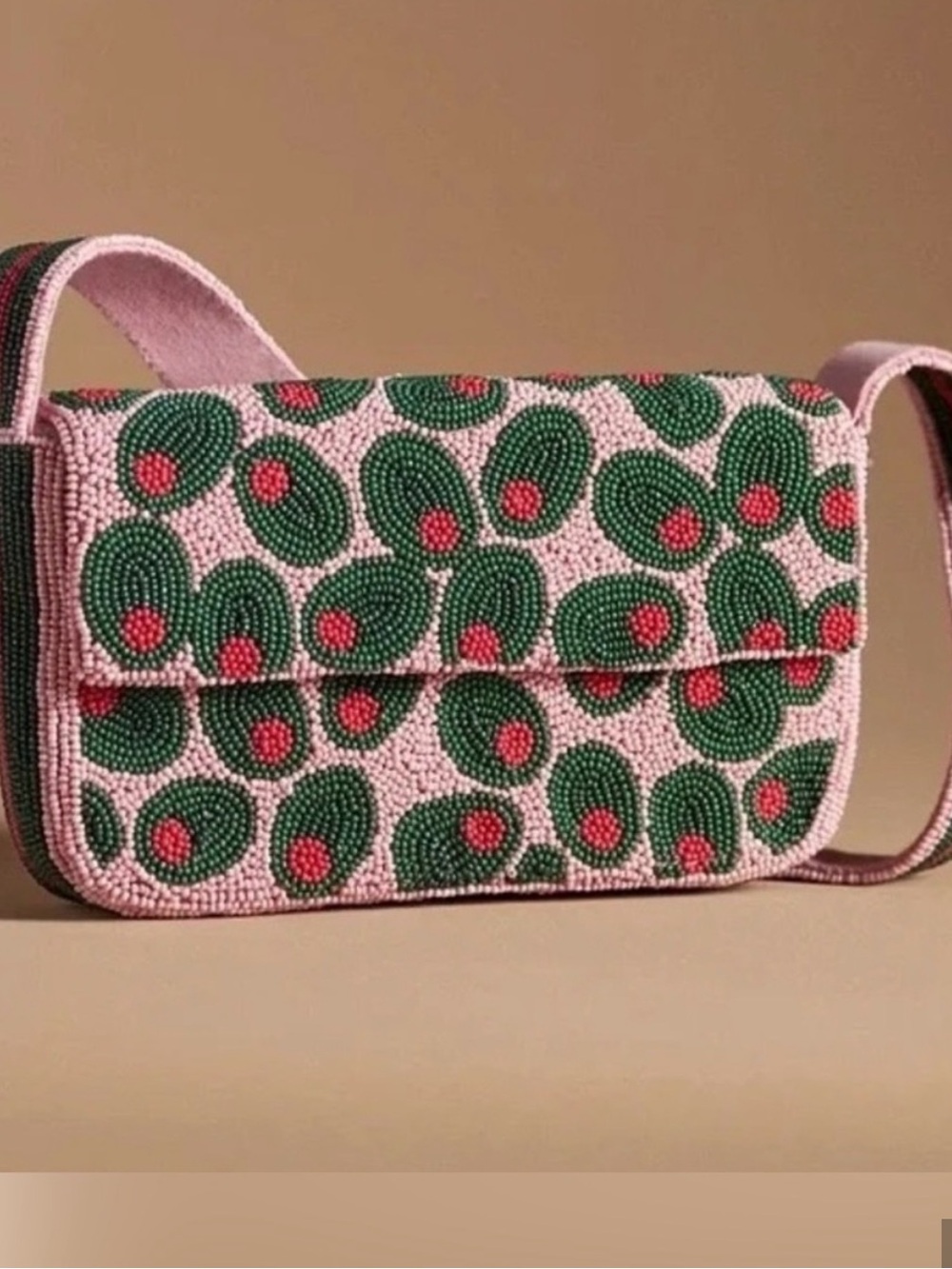 Maeve Anthropologie Fiona Beaded Olive Martini Shoulder Bag